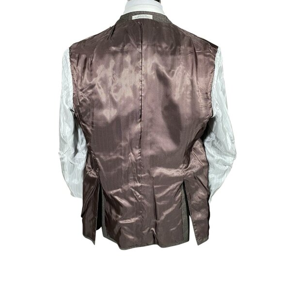 Joseph Abboud Sport Coat 41R Zignone Italy Super 100s Wool Taupe Peak Lapel Slim - Picture 10 of 16